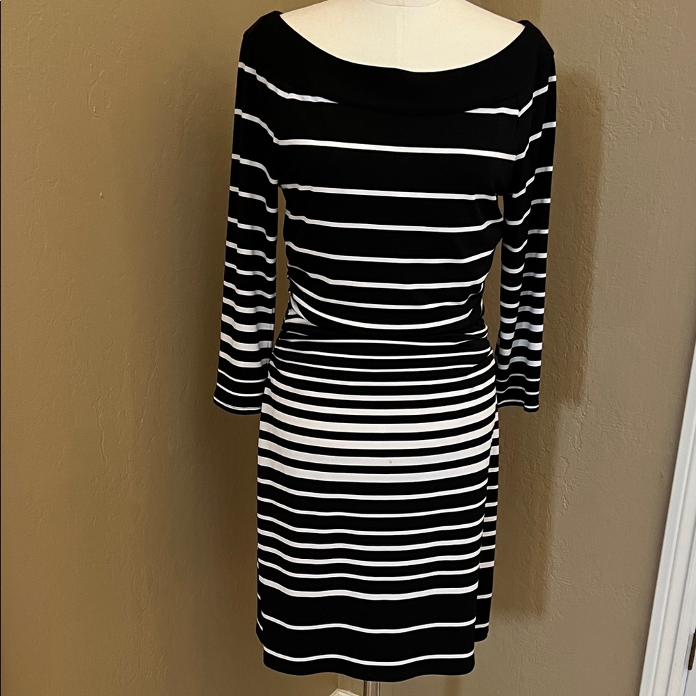 White House Black Market Striped Long Sleeve Dress